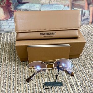 Authentic Burberry Clear Blue Light Filter Aviator Eyeglasses
